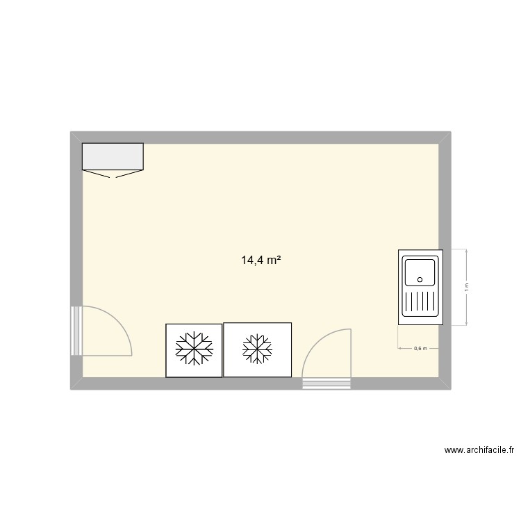 Cellier. Plan de 1 pièce et 14 m2