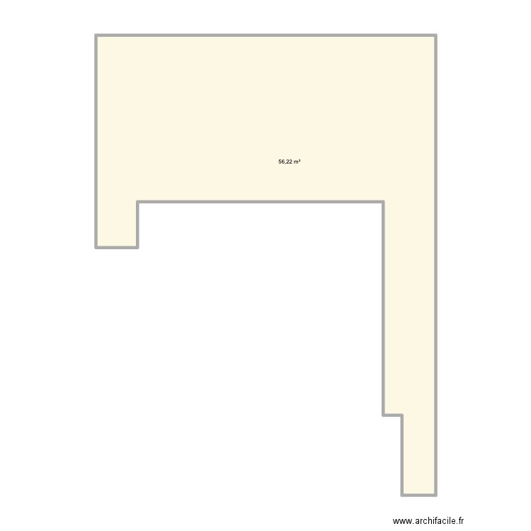 terasse. Plan de 1 pièce et 56 m2