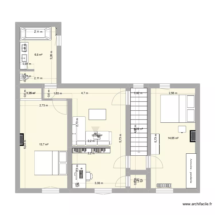 1E Version 1 avec travaux. Plan de 1E Version 1 avec travaux. Plan de