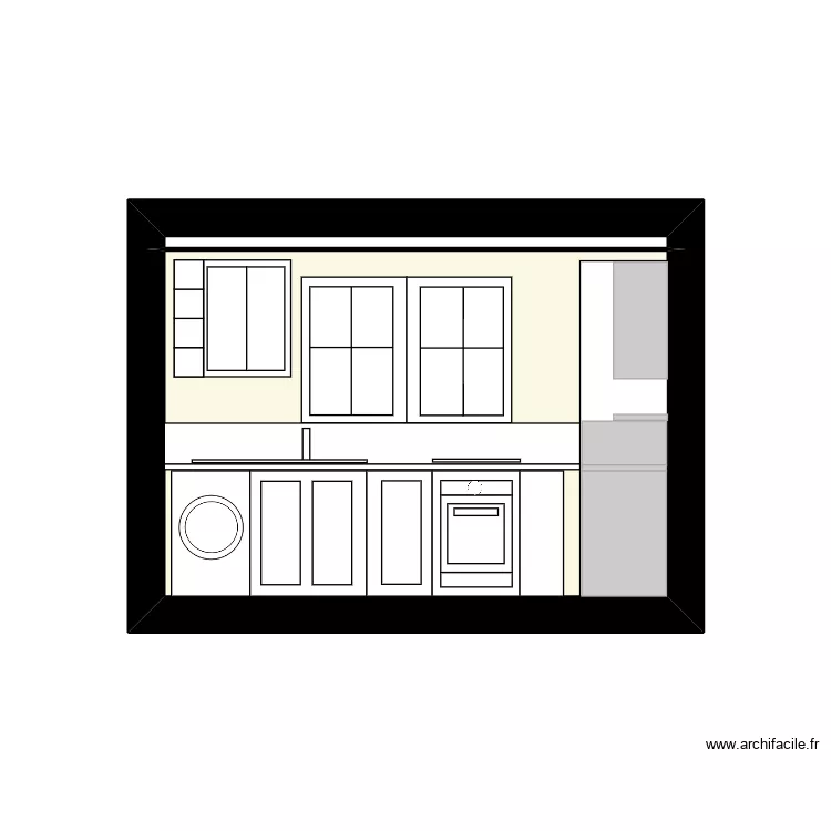 coupe cuisine. Plan de 