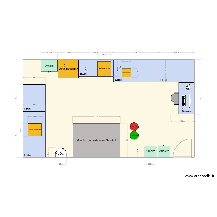 Plan local. Plan de 1 pièce et 32 m2