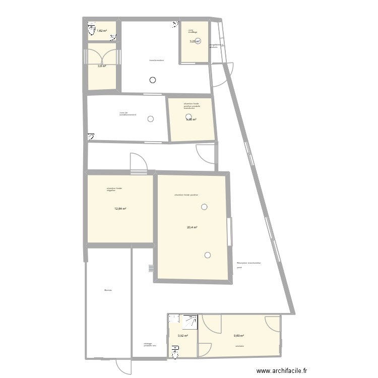 plan labo. Plan de 8 pièces et 60 m2