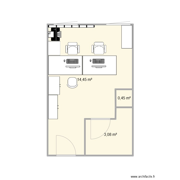 CH Guise secrétariat médecine initial. Plan de 3 pièces et 18 m2