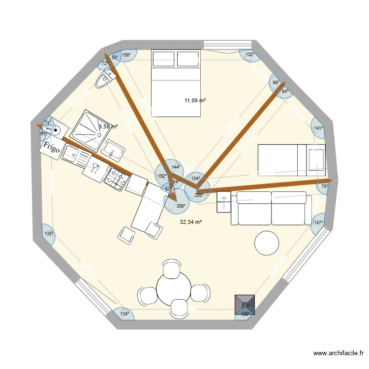 yourte 2. Plan de 0 pièce et 0 m2