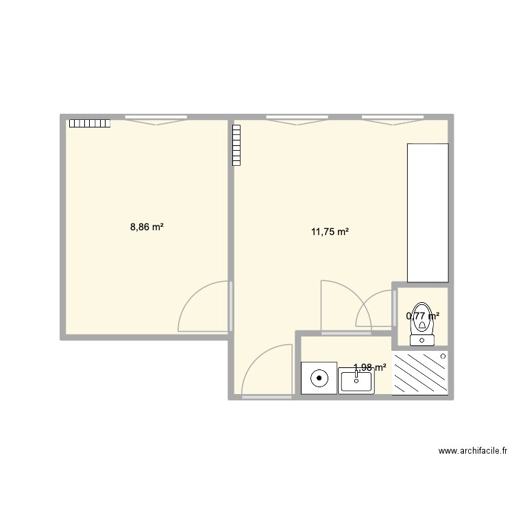 BLONDEL NEW. Plan de 4 pièces et 23 m2