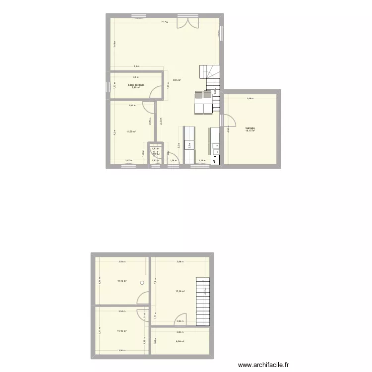 Maison 2. Plan de 9  et 130 m²