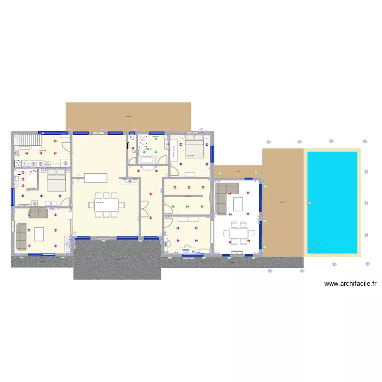 Am&eacute;nagement 30 modif cuisine. Plan de 5 Pièces et 166 m²