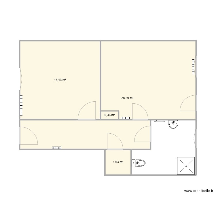 PLUQUET. Plan de 4 pièces et 47 m2