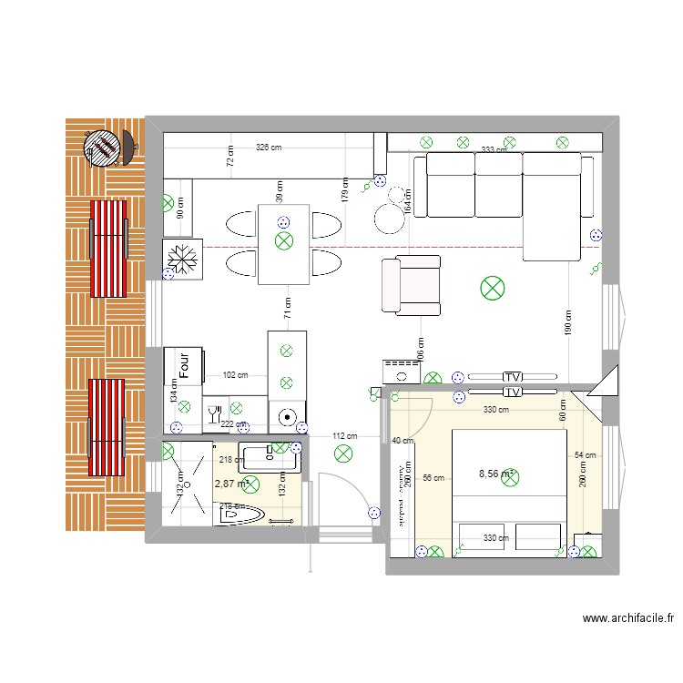 lot 7.5 amenagement. Plan de 2 pièces et 11 m2