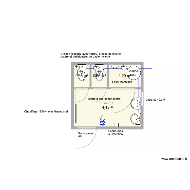 Bloc B Letec. Plan de 4  et 7 m²