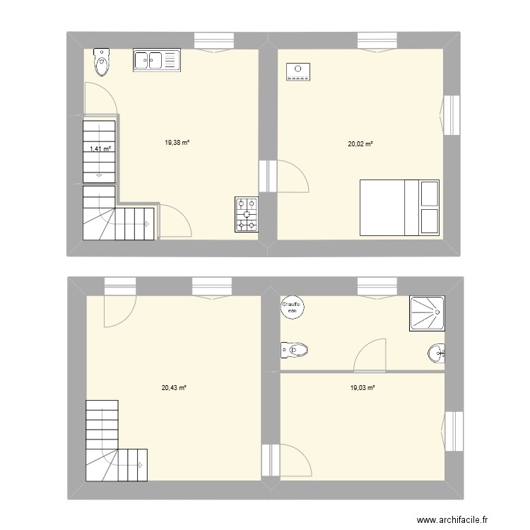 FROMENT. Plan de 5 pièces et 80 m2