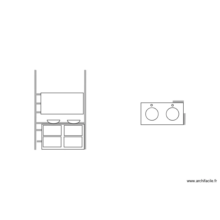 meuble vasque. Plan de 