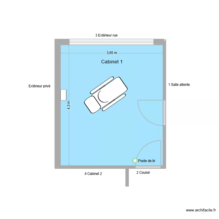 30872 Cabinet 1. Plan de 1  et 16 m²