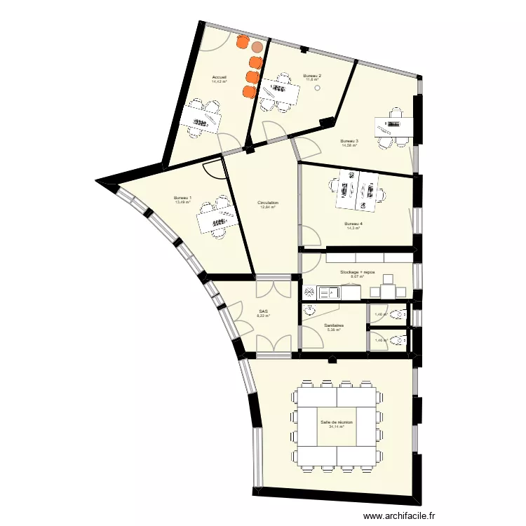 Pamiers - Projet v2. Plan de 15  et 141 m²