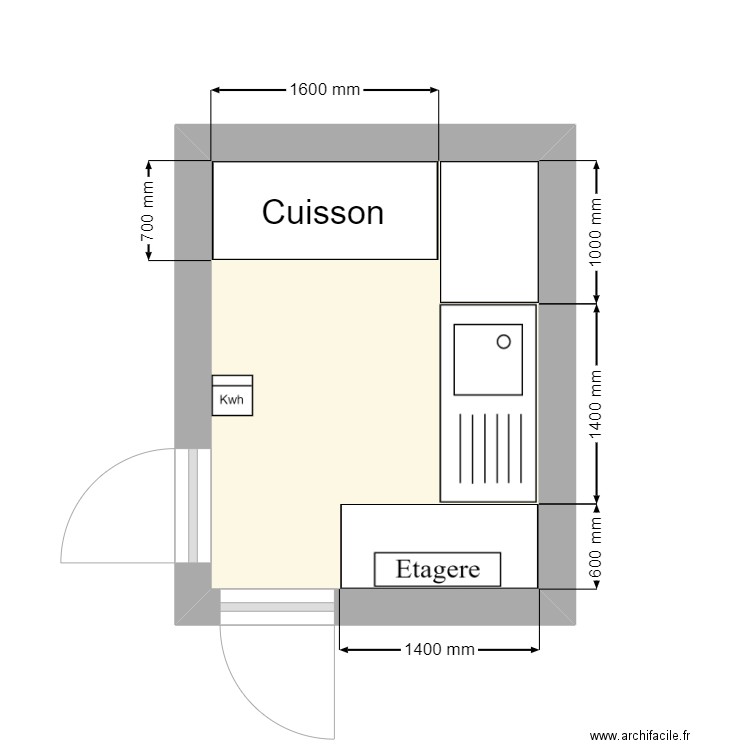 BATTARAY. Plan de 1 pièce et 7 m2