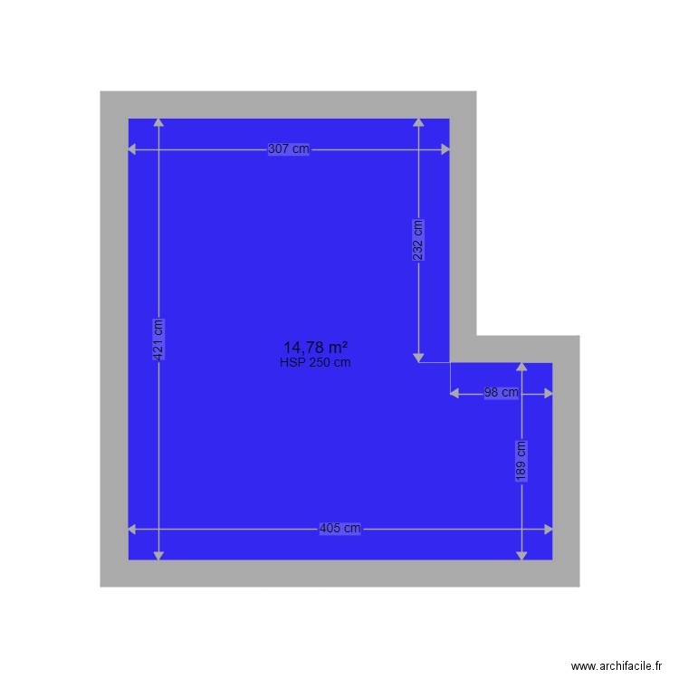 plafond tendu salon. Plan de 1 pièce et 15 m2