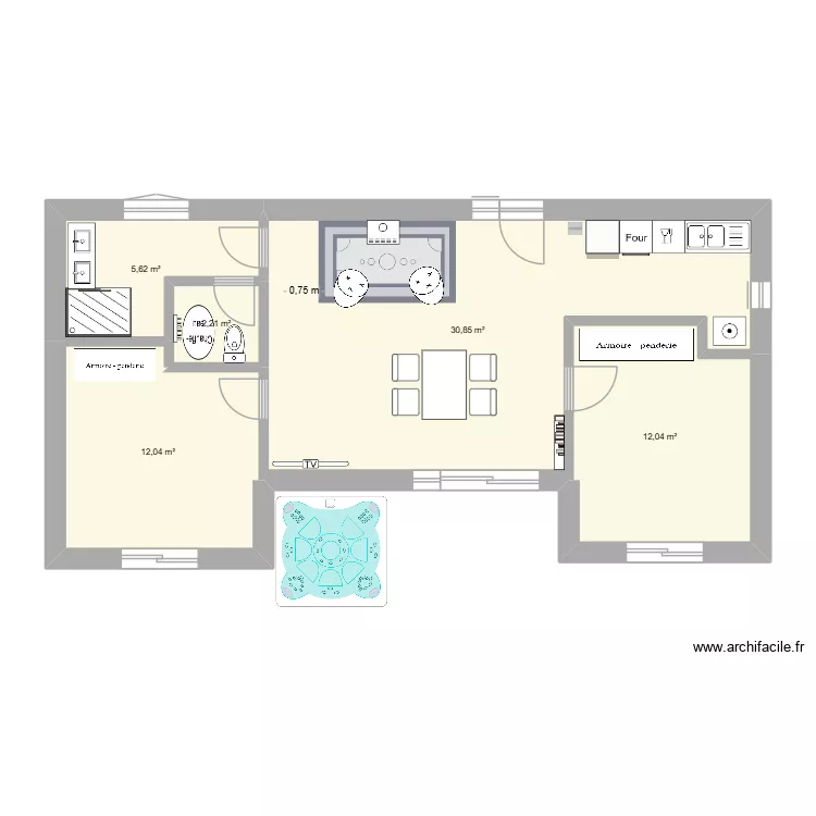 ST JEAN TROLIMON V2 58M2. Plan de 5  et 63 m²