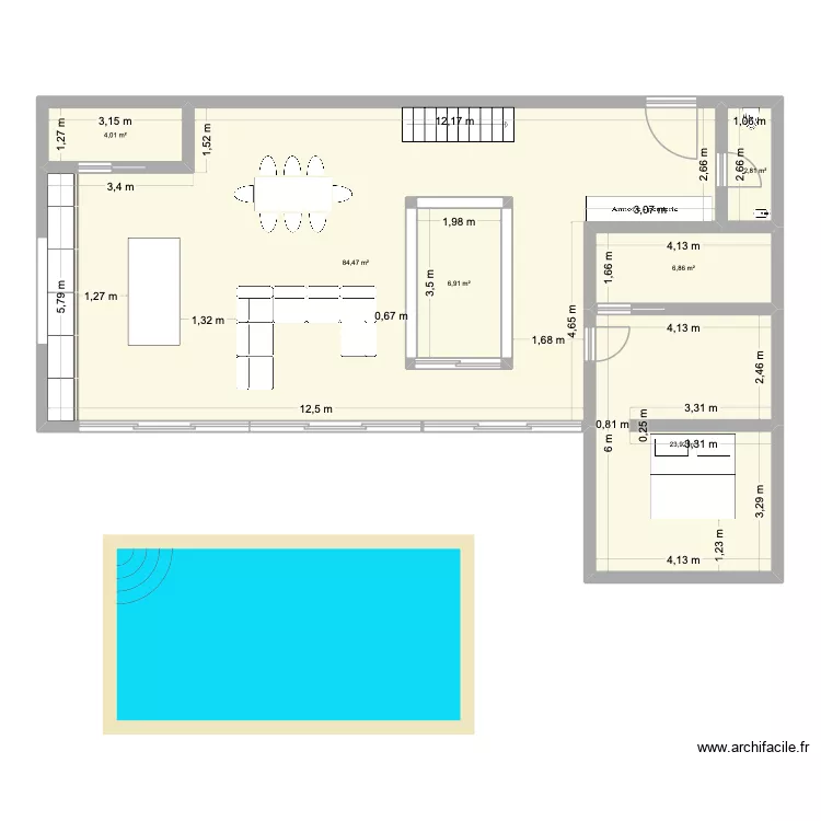 Maison idéale avec patio. Plan de 13 pièces et 193 m² Maison idéale avec patio. Plan de 13 pièces et 193 m²