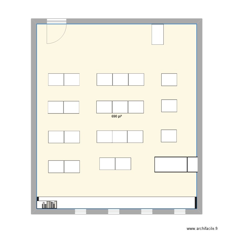 math. Plan de 1 pièce et 64 m2
