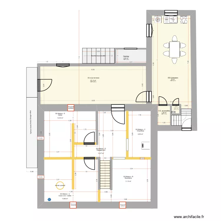 Projet_RDF_SS_R&eacute;vision_2.0. Plan de 5  et 52 m²