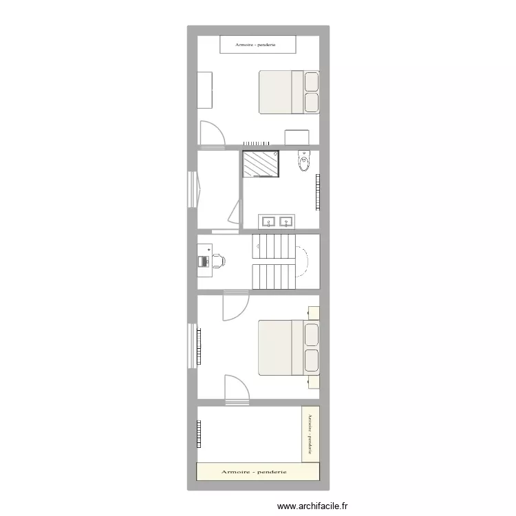 28RJP V3 Etage meublé. Plan de 2 Pièces et 56 m² 28RJP V3 Etage meublé. Plan de 2 Pièces et 56 m²