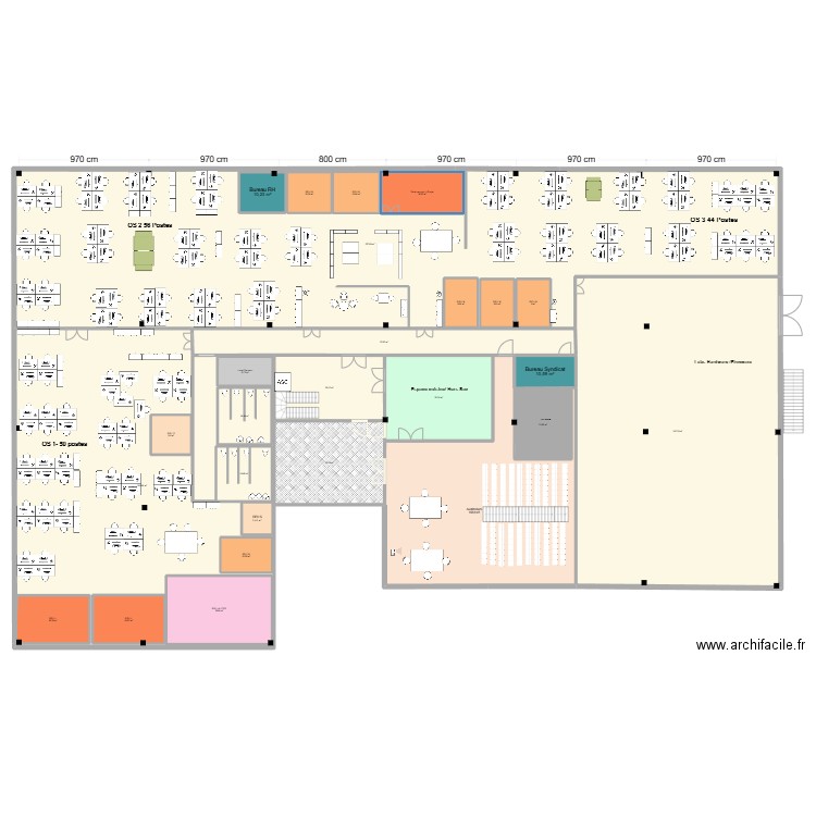 11 Plan R+1 V5. Plan de 26 pièces et 1984 m2