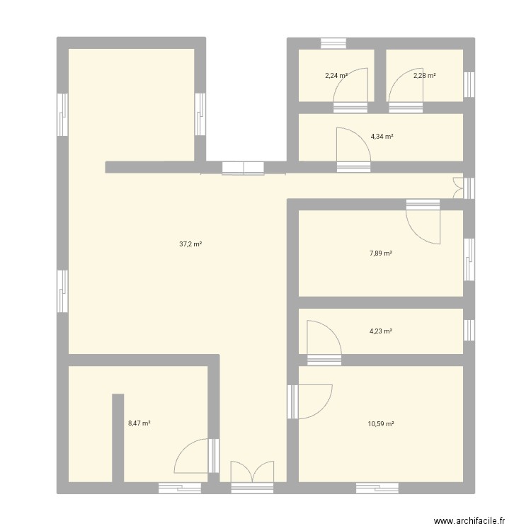 Lucien. Plan de 8 pièces et 77 m2