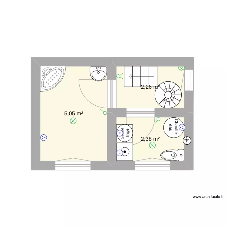&Eacute;tage 2. Plan de 3  et 10 m²