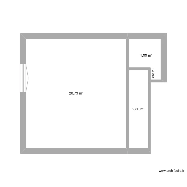 pont de Montvert  &eacute;tag&eacute;. Plan de 3 pièces et 26 m²