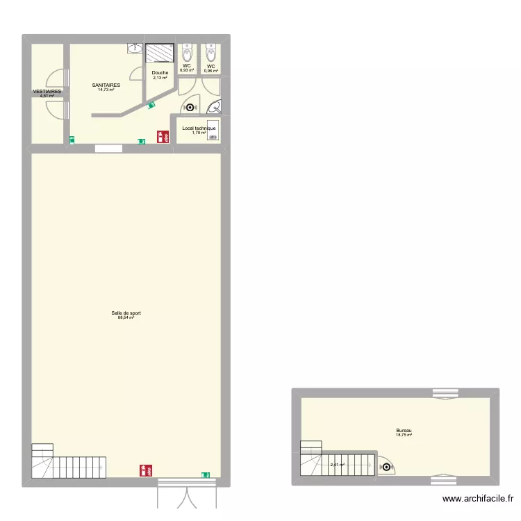 Plan Akuma. Plan de 9  et 135 m²