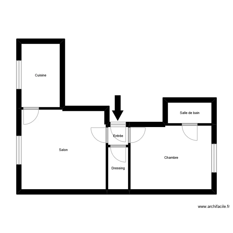 1er droite bonneuil. Plan de 6 pièces et 46 m²