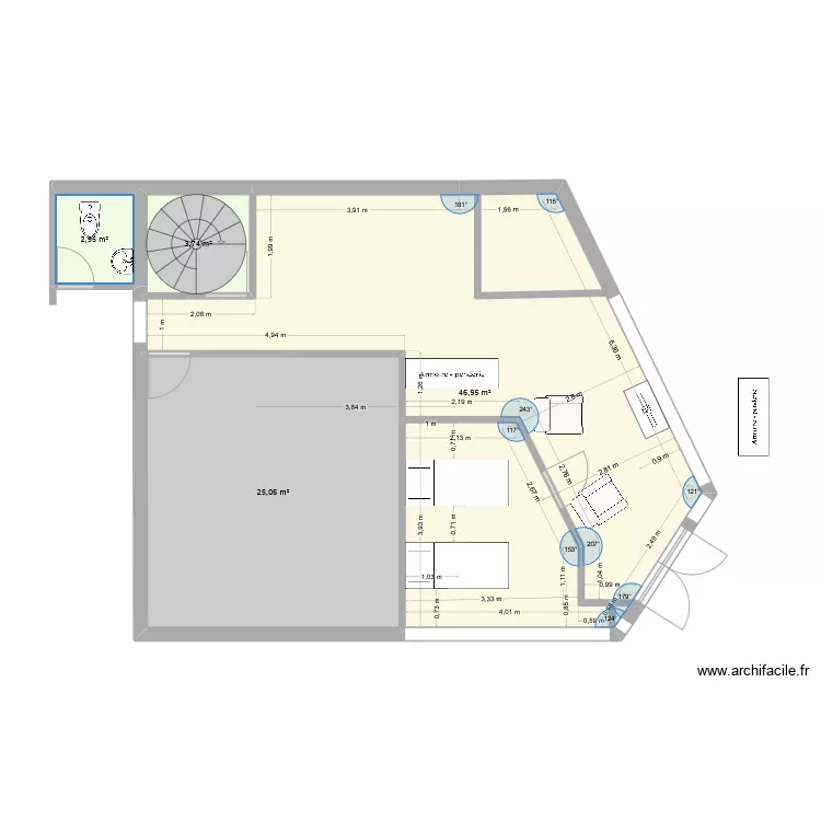 Am&eacute;nagement BP et BM cloison. Plan de 