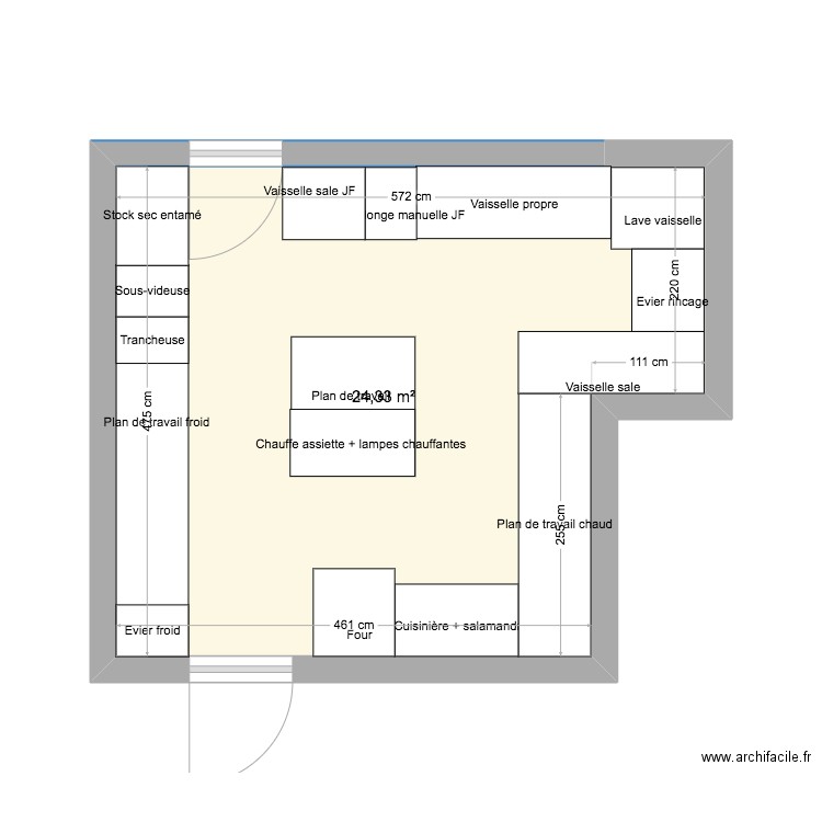 Nouvelle cuisine - projet 1. Plan de 1 pièce et 24 m2