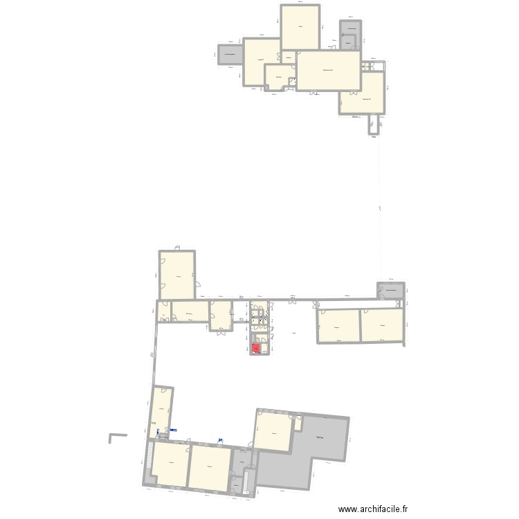 Ecole elementaire. Plan de 43 pièces et 1183 m2