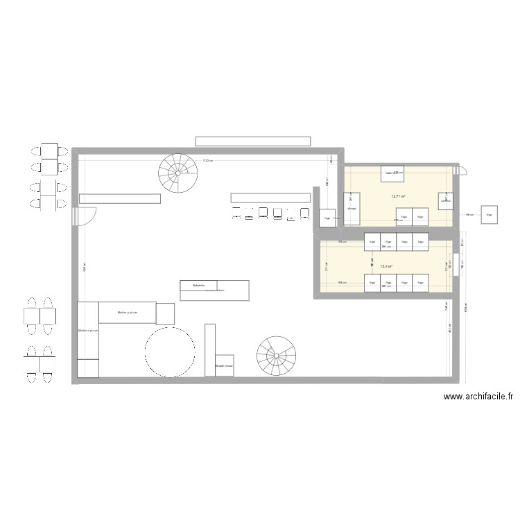 local 2 test. Plan de 8 pièces et 106 m2