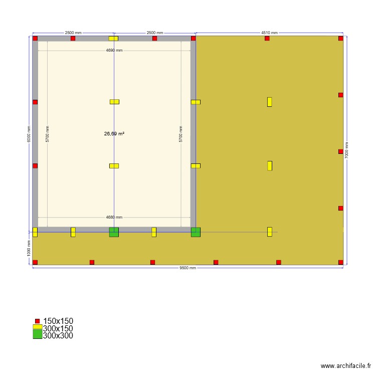 Рязань Сваи. Plan de 2 pièces et 60 m2