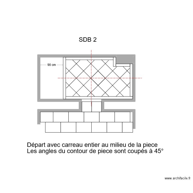 SDB 2 Calepinage avec CH. Plan de 1 pièce et 0 m2