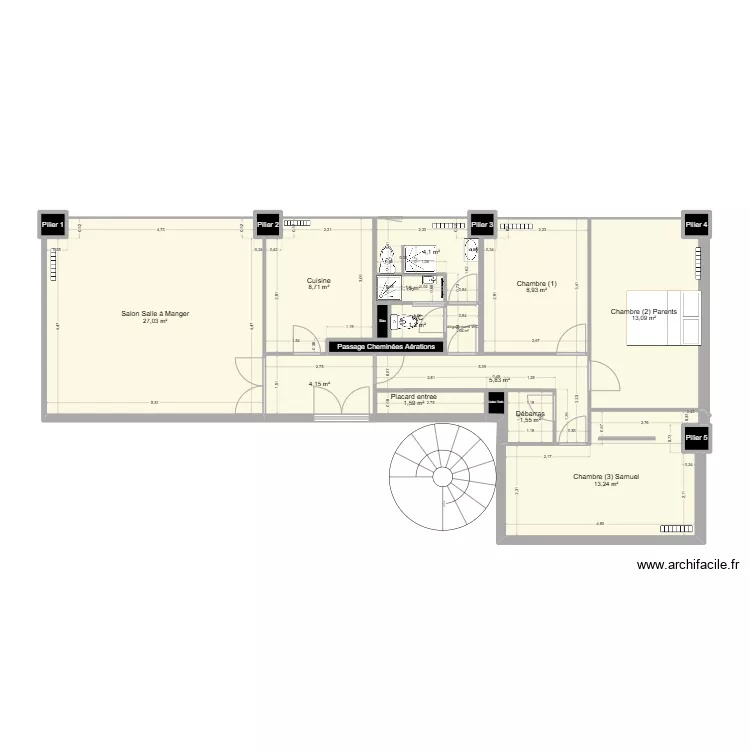 partag&eacute; Juliette sdb 3 sans plan fond. Plan de 0 pièce et 0 m2