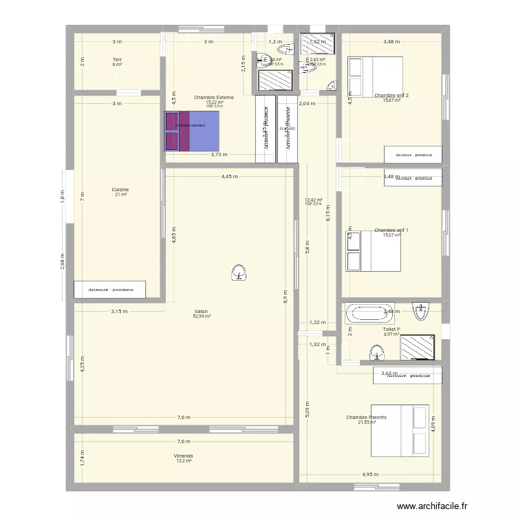 Plan maison village ANNIE. Plan de 12 et 186 m² Plan maison village ANNIE. Plan de 12 et 186 m²