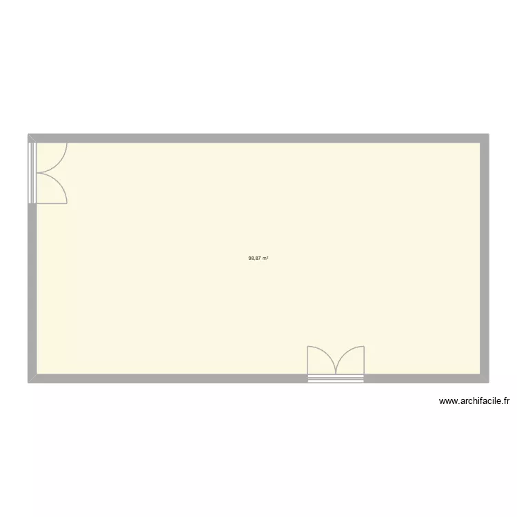 Salle de partique artistique. Plan de 1 pièce et 99 m²