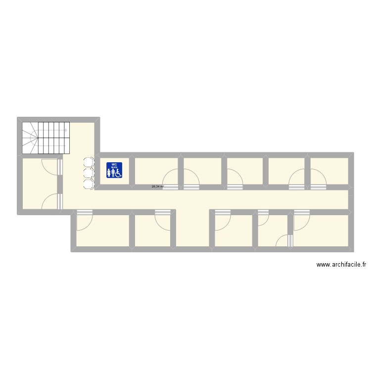BAT 2 ETAGE. Plan de 13 pièces et 64 m2