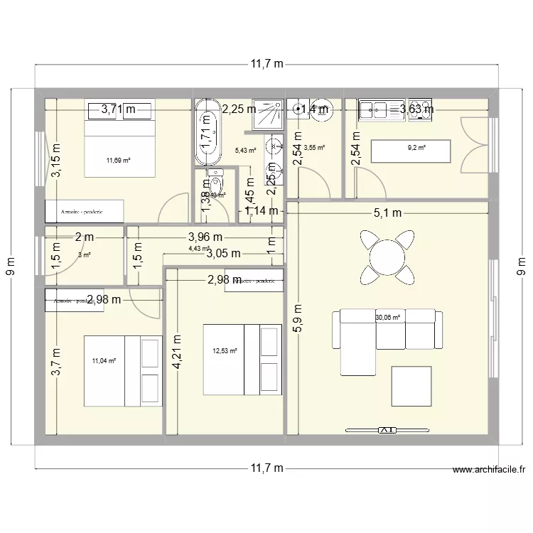 Plan sans garage plain pied. Plan de 10 et 92 m² Plan sans garage plain pied. Plan de 10 et 92 m²