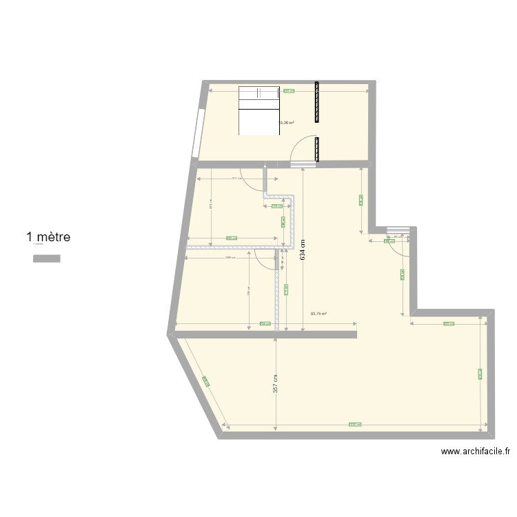 rdc francois 4. Plan de 2 pièces et 113 m2