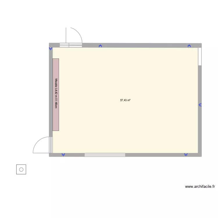 Classe de V&eacute;ro M2-M3. Plan de 1 Pièce et 57 m²
