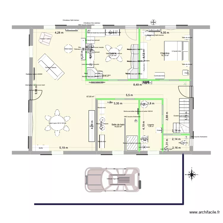 Baylet RDC+&eacute;tage. Plan de 