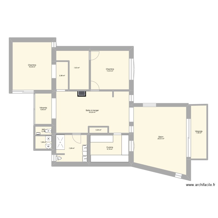 plan de base 3. Plan de 13 pièces et 126 m2