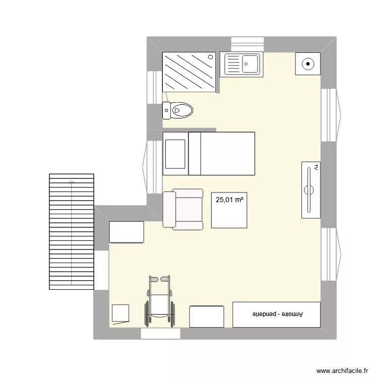 EXTENSION DEPORTEE 1. Plan de 1  et 25 m²