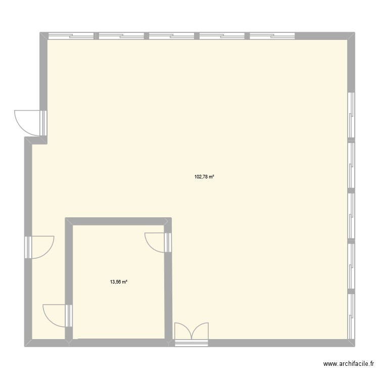 couperigne_Vierge. Plan de 2 pièces et 116 m2
