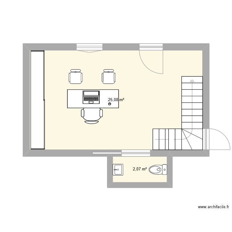 bureau fred. Plan de 2 pièces et 27 m2