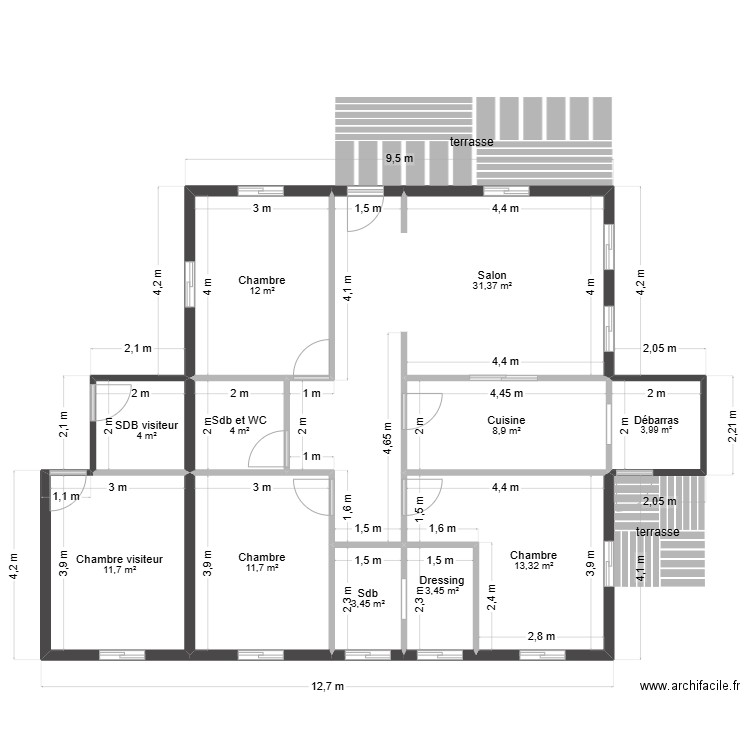 plan michca. Plan de 11 pièces et 108 m2